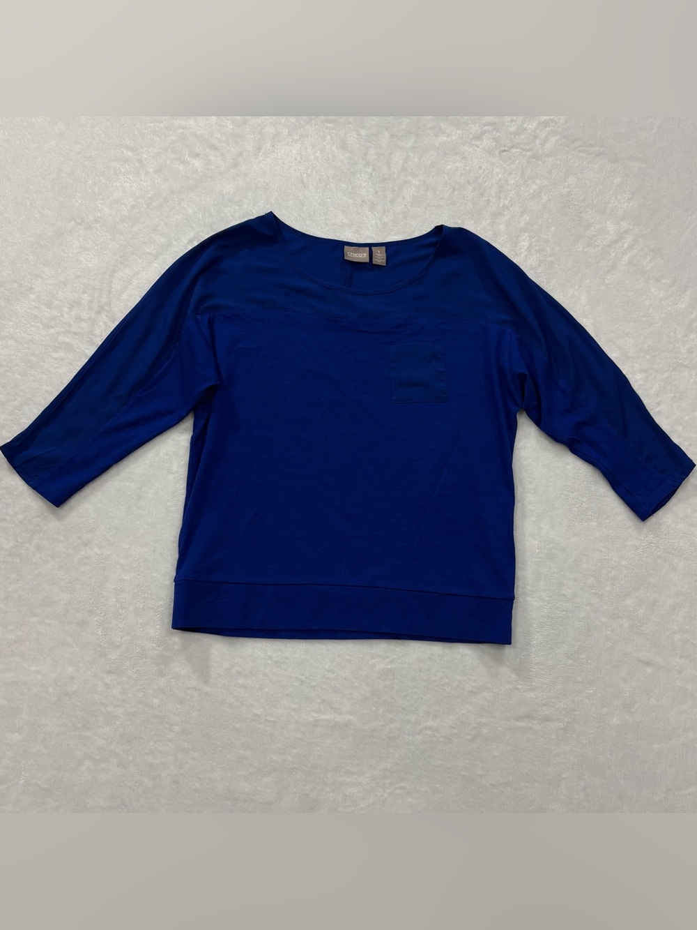 Chico’s Royal Blue 3/4 Sleeve Blouse Chicos Size 1 = Women's M/8